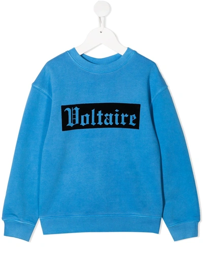 Zadig & Voltaire Teen Logo-print Crew Neck Sweatshirt In Blue