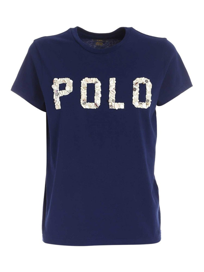 Polo Ralph Lauren Shell-logo Cotton T-shirt In Blue