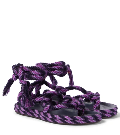 Isabel Marant Erol Lace-up Thong Sandals In Purple