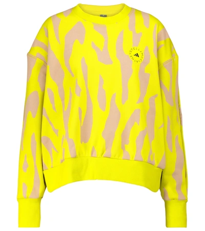 Adidas By Stella Mccartney Animal-print Drop-shoulder Sweatshirt In Yellow/ Beige