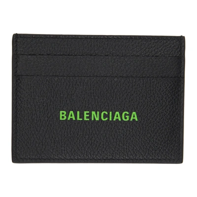 Balenciaga Black & Green Cash Card Holder In 1063 Black/