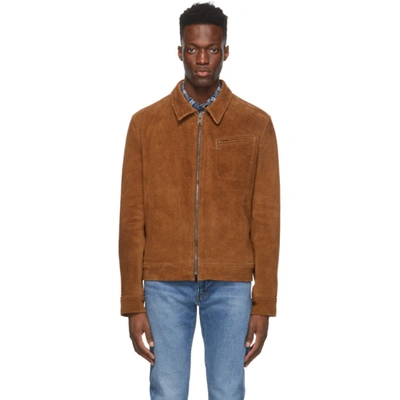 Schott Brown Suede Rough Out Jacket In Saddle