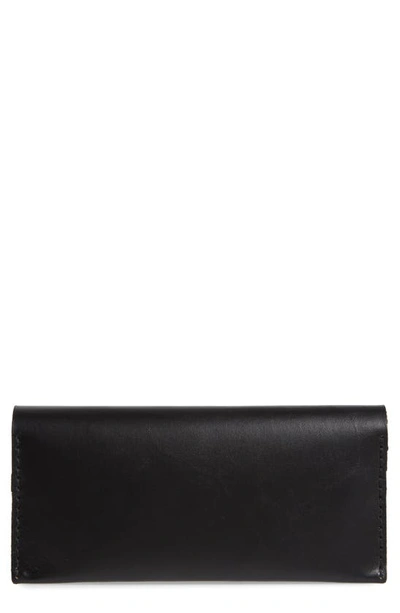 Ezra Arthur No. 12 Long Leather Wallet In Jet Black