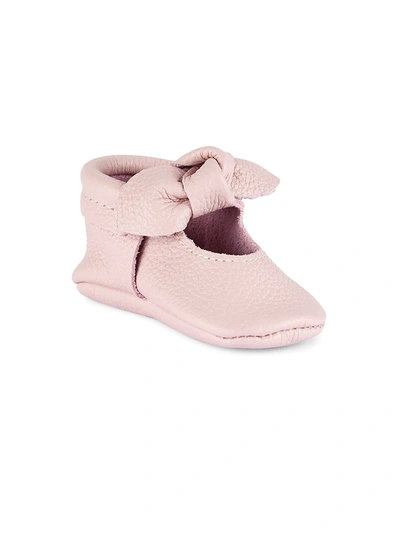 Freshly Picked Baby Girl's Knotted Bow Mini Rubber Sole Moccasins In Blush