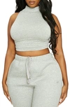 Naked Wardrobe X Lori Harvey Ruched Crop Tank In Heather Grey