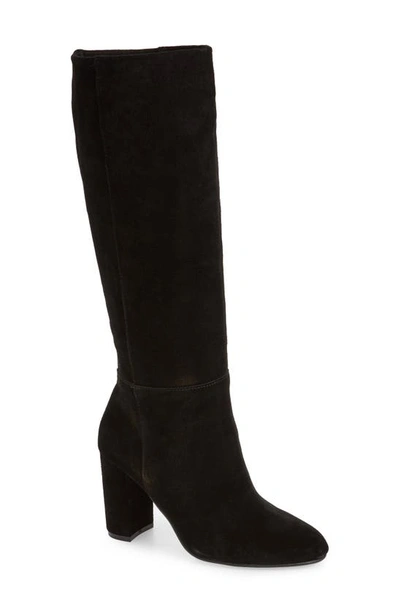 Chinese Laundry Lakeside Knee High Wedge Boot In Black Suedette