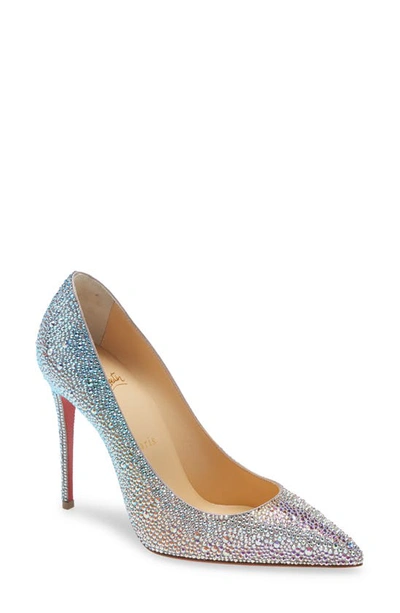Christian Louboutin Kate Crystal Embellished Pointed Toe Pump In Nude/ Multi