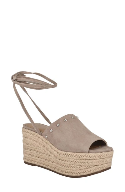 Marc Fisher Ltd Verena Suede Ankle-tie Espadrille Sandals In Light Taupe Suede