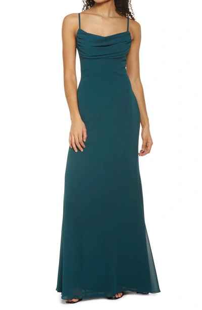 Lulus Captivated Cowl Neck Gown In Emerald Green | ModeSens