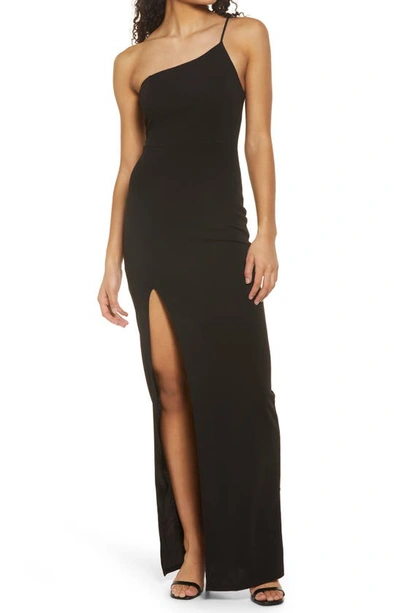 Lulus Keeper Of My Heart Black One-shoulder Maxi Dress