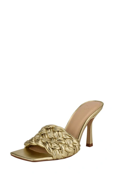 Marc Fisher Ltd Draya Woven Stiletto Slide Sandals In Oro
