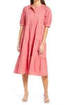 English Factory Puff Sleeve Dress In Coral