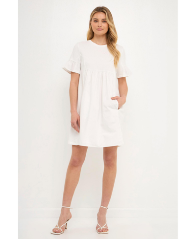 English Factory Solid Mini Dress In White
