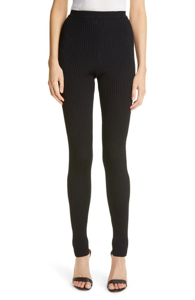 St John Wide Ribbed Ankle Pants In Black
