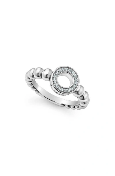 Lagos Sterling Silver Caviar Spark Diamond Ring In Diamond/silver