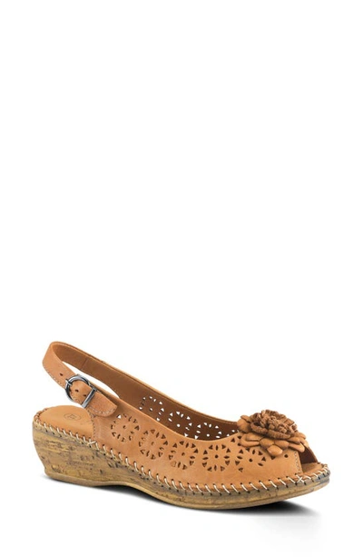 Spring Step Women's Belford Slingback Wedge Sandals Women's Shoes In Camel Leather