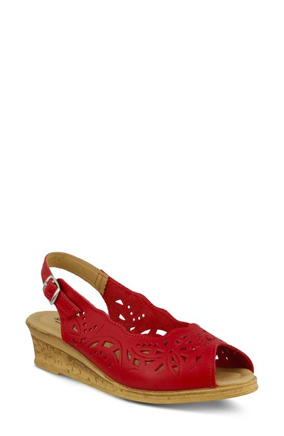 Spring Step Orella Slingback Sandal In Red Leather