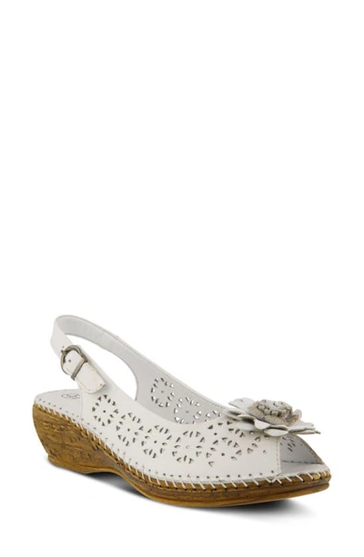 Spring Step Women's Belford Slingback Wedge Sandals Women's Shoes In White
