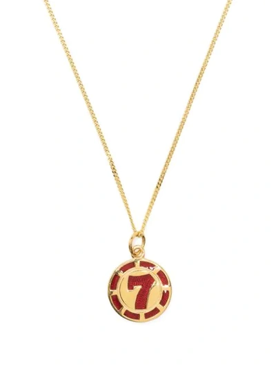 True Rocks Vegas 7 Poker Chip Pendant Necklace In Gold