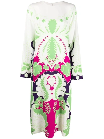 Valentino Printed Silk-crepe Midi Dress In Amethyst/multicolor