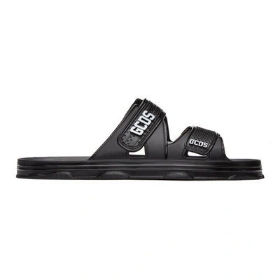 Gcds Black Rubber Slider Sandals