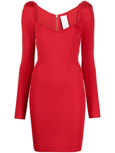 Az Factory Sweetheart-neck Puff-shoulder Woven Mini Dress In Red
