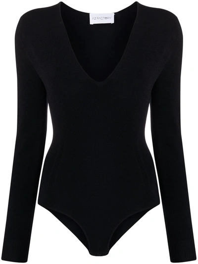 Az Factory V-neck Slim-fit Stretch-woven Body In Black