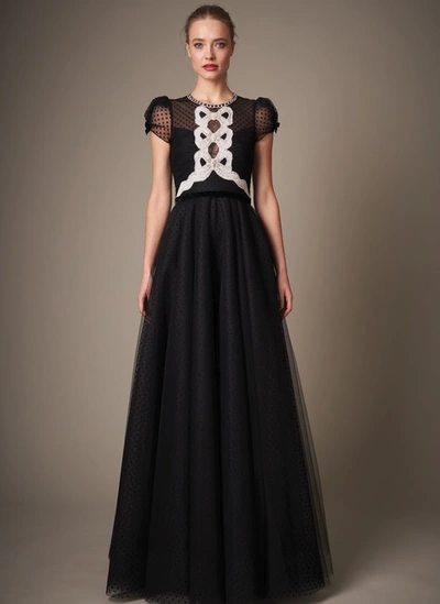 Jenny Packham Ingrid Bow Detailed Tulle Gown In Black | ModeSens