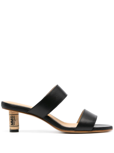 Mm6 Maison Margiela Black Cork Heeled Sandals