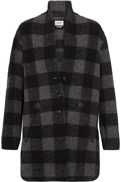 Etoile Isabel Marant Gino Oversized Checked Wool-blend Coat In Gray ...