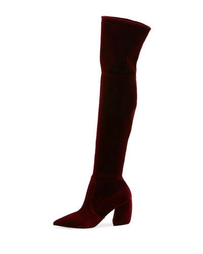 Prada Stretch Over-the-knee Boot In Red