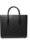 Christian Louboutin Paloma Medium Spiked Textured, Smooth And Patent-leather Tote In Black