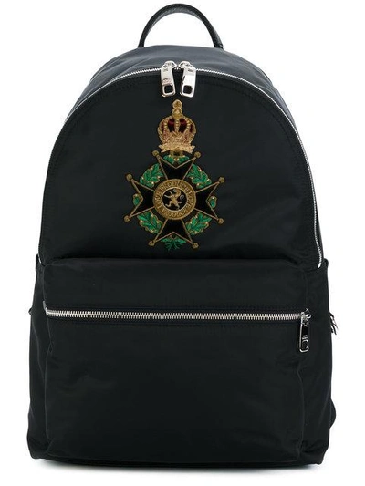 Dolce & Gabbana Embroidered Coat Of Arms Backpack In Multi