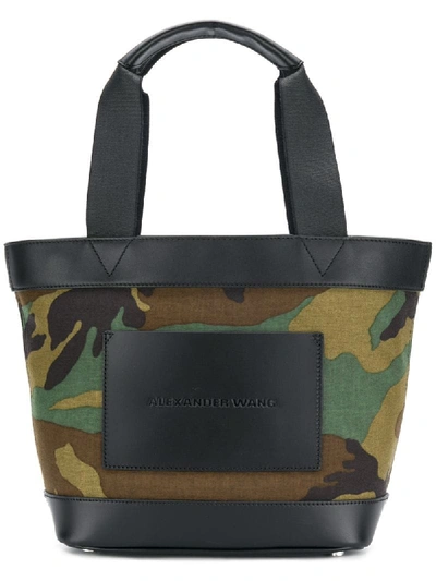 Alexander Wang Leather Panel Camouflage Print Canvas Tote