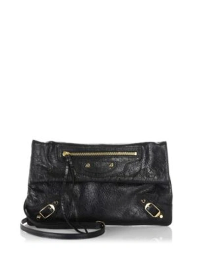 Balenciaga Mini Envelope Leather Crossbody Bag In Black