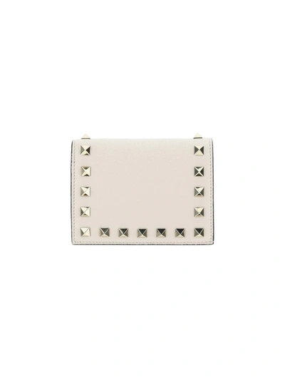 Valentino Garavani Rockstud Small Compact Wallet In White