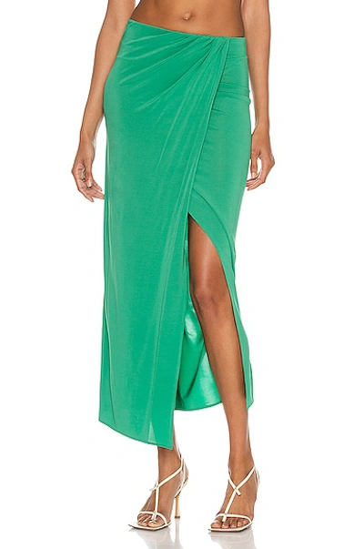 Andamane Gabrielle Stretch Viscose Wrap Skirt In Emerald