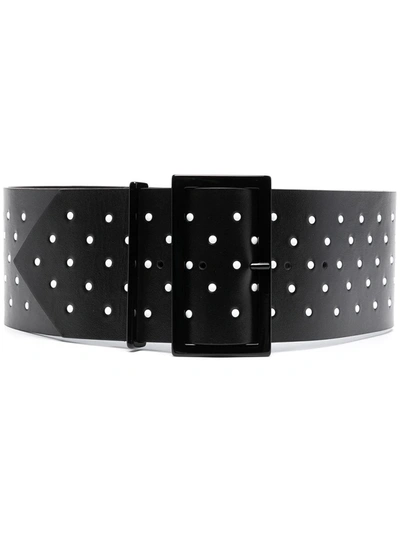 Philosophy Di Lorenzo Serafini Black Calfskin Leather Belt With Studs