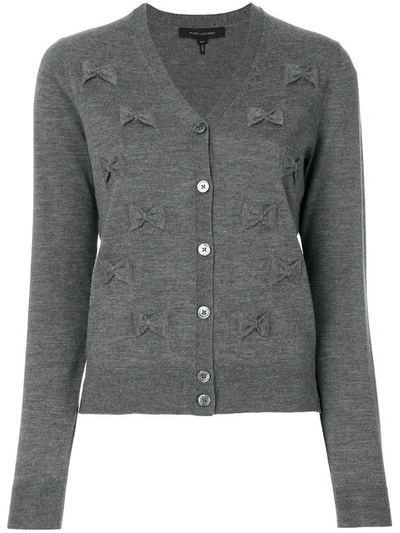 Marc Jacobs Bow Embroidered Cardigan In Grey