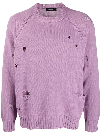 Undercover Purple Distressed Knitted Sweater