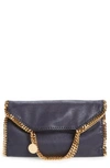 Stella Mccartney 'falabella' Faux Leather Foldover Tote - Blue In Navy With Gold