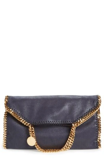 Stella Mccartney 'falabella' Faux Leather Foldover Tote - Blue In Navy With Gold