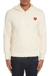 Comme Des Garçons Contrasting Heart Cotton Hoodie In White In Ivory