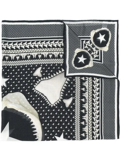 Givenchy Shark Tooth Printed Scarf In Black