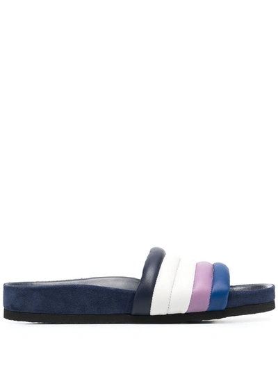 Isabel Marant Hellea Stripe Pool Slide Sandals In Electric Blue