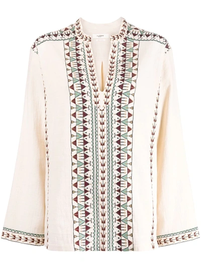 Isabel Marant Étoile Ikaria Embroidered Cotton Blouse In Neutrals