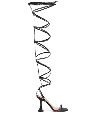 Amina Muaddi Gladiator Knee-high Sandals In Black