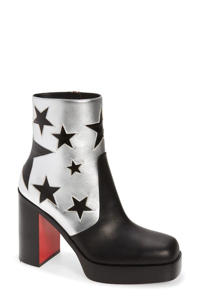 Christian Louboutin Stage Starboot Metallic Platform Boot In Black/ Silver