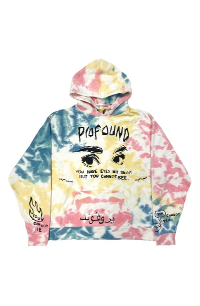 Profound Men's You Have Eyes French Terry Tie-dye Hoodie In Cream Multi