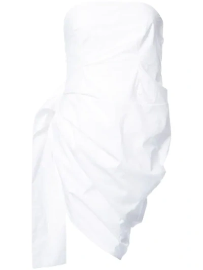 Rosie Assoulin Strapless Cotton Bustier Top, White